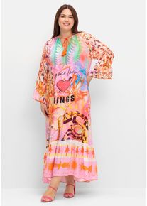 sheego loves miss goodlife Große Größen Maxikleid im Mustermix, mit Volant am Saum Gr. 52 orange von sheego für Damen