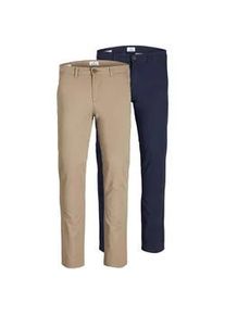 Jack & Jones Chinohose JACK & JONES "SLIM FIT MARCO 2PCS" Gr. 32, Länge 34, blau (navy, beige) Herren Hosen