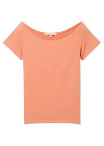 Tom Tailor DENIM Damen T-Shirt mit Carmen Ausschnitt, orange, Uni, Gr. XXL