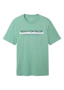 Tom Tailor DENIM Herren T-Shirt mit Logo Print, grün, Logo Print, Gr. XXL