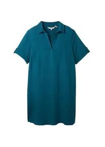 Tom Tailor Damen Plus - Kleid mit Leinen, blau, Uni, Gr. 44