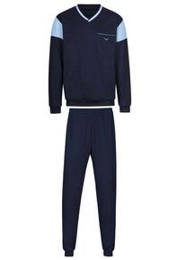 TRIGEMA Schlafanzug TRIGEMA Schlafanzug in modischem Design (1 tlg), blau