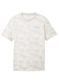 Tom Tailor Herren T-Shirt mit Allover-Print, braun, Allover Print, Gr. XXL
