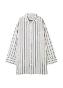 Tom Tailor DENIM Damen Oversized Hemd mit Leinen, weiß, Streifenmuster, Gr. XXL
