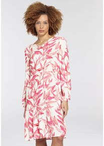 Boysen's Volantkleid BOYSEN'S Gr. 38, N-Gr, pink (weiß, pink) Damen Kleider Langarm in sommerlichen Allover-Druck-Designs - NEUE KOLLEKTION