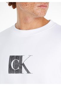 Sweatshirt Calvin Klein Jeans "OUTLINE MONOLOGO CREW NECK" Gr. L, weiß (bright white) Herren Sweatshirts mit Markenlabel
