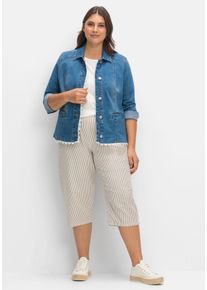Große Größen Gestreifte Caprihose in Seersucker-Qualität Gr. 44 braun gestreift von sheego für Damen