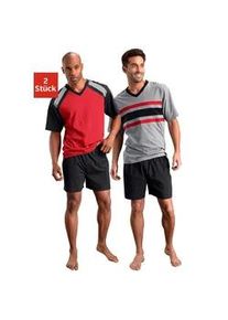 Shorty Le Jogger Gr. 48/50 (M), schwarz (rot, schwarz, grau, schwarz) Herren Homewear-Sets mit kontrastfarbigen Einsätzen