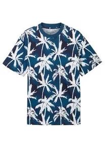 Tom Tailor DENIM Herren T-Shirt mit Allover Print, blau, Allover Print, Gr. XXL
