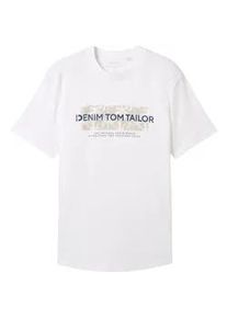 Tom Tailor DENIM Herren T-Shirt mit Bio-Baumwolle, weiß, Logo Print, Gr. XXL