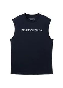 Tom Tailor DENIM Herren Tanktop mit Logoprint, blau, Logo Print, Gr. XXL
