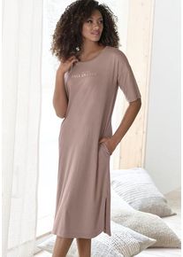 Vivance Dreams Nachthemd violett Gr. 32/34 für Damen. Rundhals und Schriftzug, Print. Oversize. Nachhaltig.