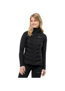 Fleecejacke Jack Wolfskin "TASMAN DOWN HYBRID W" Gr. M, schwarz Damen Jacken wärmende Hybrid-Kapuzenjacke für jeden Trail