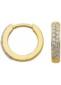 Paar Creolen ADELIA ́S "333 Gold Ohrringe mit Zirkonia Ø 13,1 mm" Gr. Damen, Gelbgold 333, goldfarben (gold) Damen mit Zirkonia Goldschmuck für