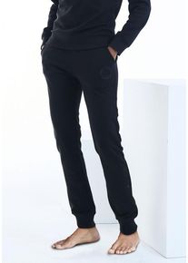 BENCH. LOUNGEWEAR Jogginghose schwarz Gr. 32/34 für Damen. Mit Logostickerei. Bequem. Nachhaltig.