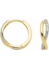 Paar Creolen ADELIA ́S "333 Gold Ohrringe mit Zirkonia" Gr. Damen, Gelbgold 333, goldfarben (gold) Damen mit Zirkonia Goldschmuck für