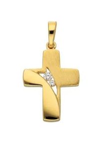 Ketten-Anhänger ADELIA ́S "333 Gold Kreuz Anhänger" Schmuckanhänger Gr. mit Zirkonia, Gelbgold 333, goldfarben (gold) Damen mit Zirkonia Goldschmuck für & Herren