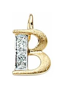 Buchstaben-Anhänger ADELIA ́S "585 Gold Buchstabenanhänger mit Diamant" Schmuckanhänger Gr. Damen, 0,02 ct VVS = sehr sehr kleine Einschlüsse B, Gelbgold 585, goldfarben (gold) Damen mit Diamant Goldschmuck für & Herren