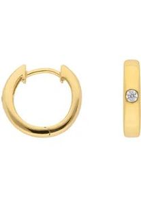 Paar Ohrhänger ADELIA ́S "333 Gold Ohrringe Creolen Ø 13,6 mm" Gr. Damen, Gelbgold 333, goldfarben (gold) Damen mit Zirkonia Goldschmuck für