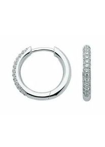 Paar Ohrhänger ADELIA ́S "1 333 Weißgold Ohrringe / Creolen mit Zirkonia Ø 15,1 mm" Gr. Damen, Weißgold 333, silberfarben (silber) Damen mit Zirkonia Goldschmuck für