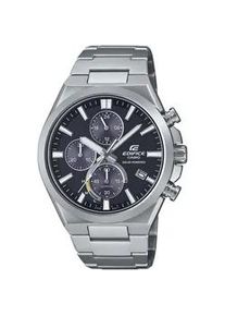 Chronograph Casio EDIFICE Armbanduhren silberfarben (edelstahlfarben) Herren Solaruhr, Armbanduhr, Herrenuhr, bis 10 bar wasserdicht, Saphirglas