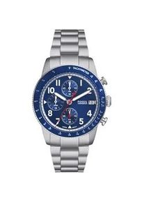 Chronograph Fossil "SPORT TOURER" Armbanduhren silberfarben (silberfarben-blau) Herren Quarzuhr, Armbanduhr, Herrenuhr, Stoppfunktion, Datum,Edelstahlarmband