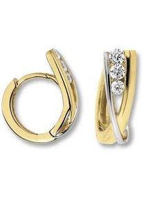 Paar Creolen ONE ELEMENT "Zirkonia Ohrringe aus 333 Gelbgold" Gr. Damen, mit Zirkonia, Gelbgold 333, goldfarben (gold) Damen Gold Schmuck