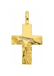 Ketten-Anhänger ADELIA ́S "333 Gold Kreuz Anhänger mit Zirkonia" Schmuckanhänger Gr. Damen, mit Zirkonia, Gelbgold 333, goldfarben (gold) Damen mit Zirkonia Goldschmuck für & Herren