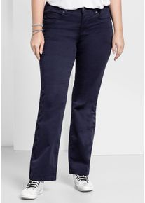 Große Größen Bootcut-Hose aus elastischem Baumwoll-Twill Gr. 58 blau von sheego für Damen