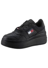 Plateausneaker Tommy Jeans "TJW RETRO BASKET FLATFORM ESS" Gr. 39, schwarz Damen Schuhe mit Logoschriftzug in der Sohle, Freizeitschuh, Halbschuh, Schnürschuh