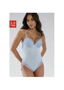 Body s.Oliver "Amelie" Gr. 75, Cup D, blau (hellblau) Damen Bodies Body Dessous im modischen Streifen-Look, sexy