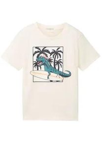 Tom Tailor Jungen UV-Print T-Shirt mit Bio-Baumwolle, weiß, Print, Gr. 92/98