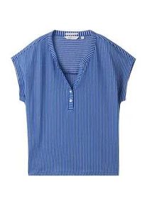 Tom Tailor Damen Gestreiftes T-Shirt mit Bio-Baumwolle, blau, Streifenmuster, Gr. M