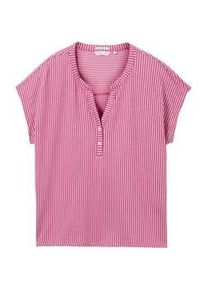 Tom Tailor Damen Gestreiftes T-Shirt mit Bio-Baumwolle, rosa, Streifenmuster, Gr. XXL