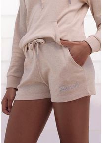 BENCH. LOUNGEWEAR Relaxshorts beige Gr. 32/34 für Damen. Mit Logoschriftzug, Logostickerei. Basic. Nachhaltig.