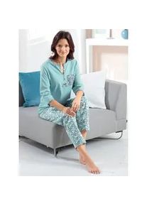 w&auml;schepur Schlafanzug W&Auml;SCHEPUR, Damen, Gr. 44/46, gr&uuml;n (mint, grau, bedruckt), 100% Baumwolle, Homewear-Sets Schlafanzug