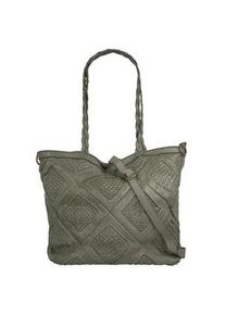 Shopper Samantha Look Gr. B/H/T: 33cm x 30cm x 15cm onesize, grün Damen Taschen echt Leder, Made in Italy