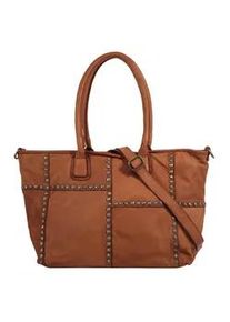 Shopper Samantha Look Gr. B/H/T: 48cm x 28cm x 15cm onesize, braun (cognac) Damen Taschen echt Leder, Made in Italy