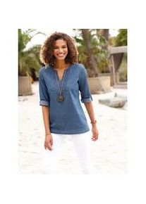 Jeansbluse Casual Looks Gr. 52, blau (blau, stone, washed) Damen Blusen