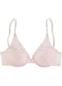 Push-up-BH s.Oliver "Amelie" Gr. 80, Cup C, rosa Damen BHs aus floraler, transparenter Spitze, Dessous