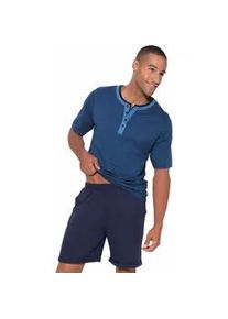 Shorty AUTHENTIC LE JOGGER Gr. 56/58, blau (blau, gestreift, marine) Herren Homewear-Sets mit aufwendigem Ausschnitt und Knopfleiste