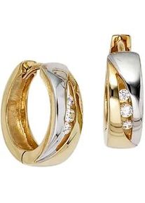 Paar Creolen Jobo Ohrringe Gr. Gelbgold 333, goldfarben (gelbgold 333) Damen rund 333 Gold bicolor mit Zirkonia