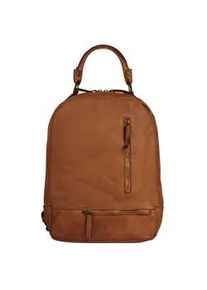 Cityrucksack Samantha Look, Damen, Gr. B/H/T: 27cm x 36cm x 13cm, onesize, braun (cognac), Leder, Rindsleder, Retro, Rucks&auml;cke Cityrucksack, echt Leder, Made in Italy