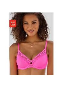 T-Shirt-BH Vivance Gr. 70, Cup E, pink Damen BHs aus feinem Mesh-Material und Spitze in Kussmund-Optik, Dessous