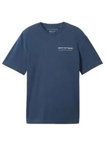 Tom Tailor DENIM Herren T-Shirt mit Logoprint, blau, Logo Print, Gr. XL