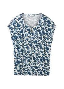 Tom Tailor Damen Gemustertes T-Shirt in Knitteroptik, blau, Muster, Gr. XXL