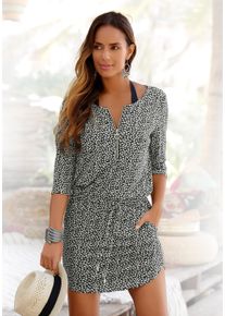 s.Oliver Sommerkleid, mit Reissverschluss und 3/4-Ärmeln, Jerseykleid mit Taschen
