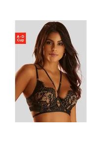 Push-up-BH Lascana Gr. 80, Cup D, schwarz Damen BHs in aufregender Bänder-Optik, sexy Dessous