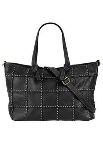 Shopper Samantha Look, Damen, Gr. B/H/T: 48cm x 30cm x 13cm onesize, schwarz, Leder, leicht gl&auml;nzend, unifarben, Taschen Shopper, echt Leder, Made in Italy
