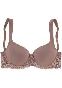 Schalen-BH Lascana Gr. 90, Cup D, lila (mauve) Damen BHs mit Bügel, nahtlos vorgeformte Cups, Spitzendetails, Dessous